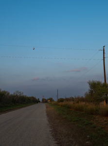 Shoes on a powerline outside Dilley Texas